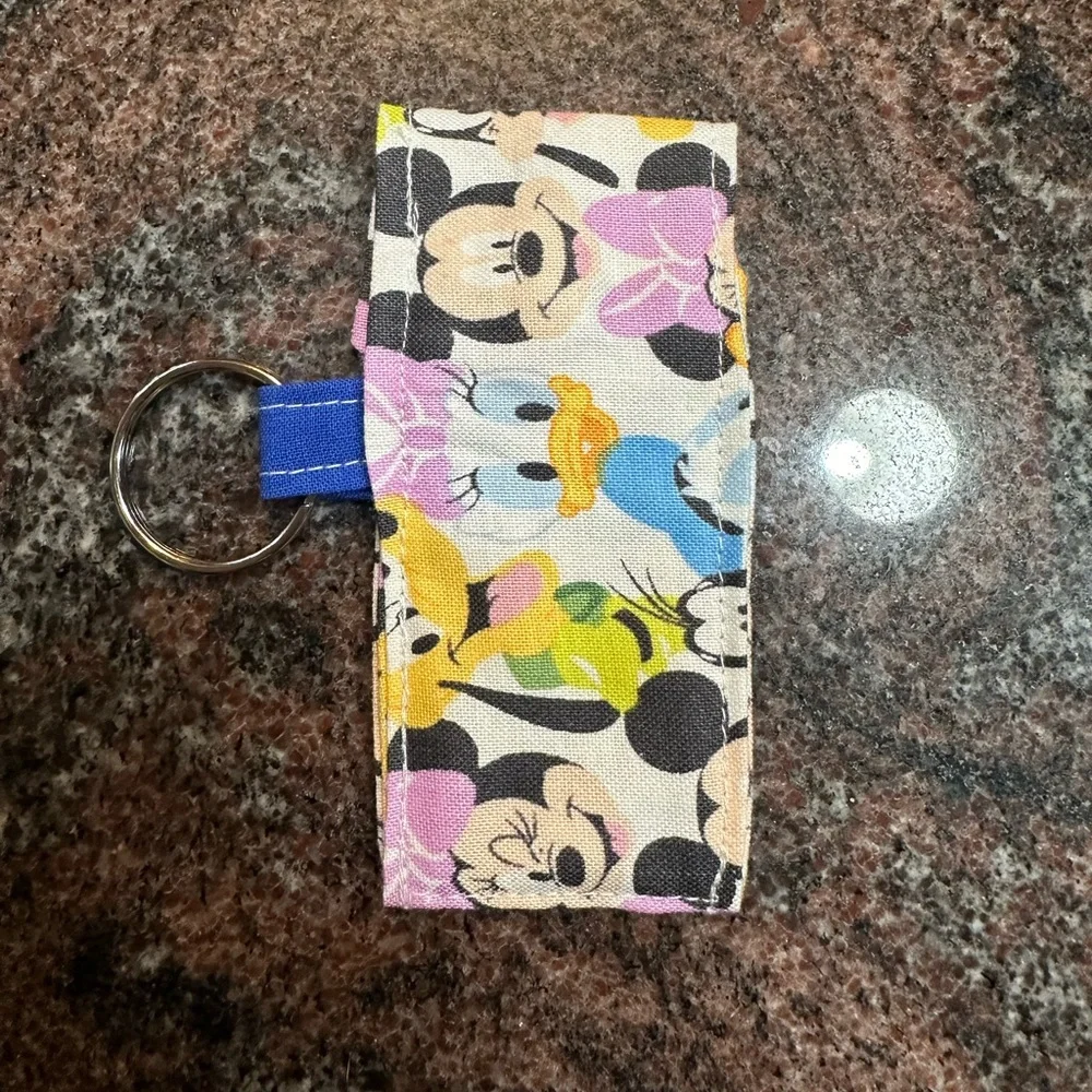 Handmade lip balm holder keychain- Mickey Mouse and friends